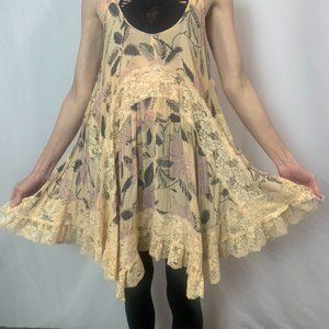 Free People Cream Floral Slip Dress, Sz M